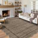 GarveeHome Scalloped Washable Area Rugs 8x10 Rugs for Living Room Modern Bedroom Rug Large Area Rug Non Slip Throw Rugs Soft Low Pile Stain Resistant Carpet for Classroom Dining Room 8 ft x10 ft Taupe