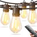 addlon 50FT LED Outdoor String Lights with Edison Shatterproof Bulbs, Weatherproof Strand, Commercial Grade Patio Lights, Decorative for Garden or Patio, Black