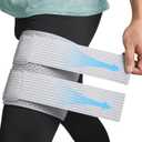 Hamstring & Thigh Compression Sleeve for Women Men, Thigh Wrap Compression for Pulled Groin, Hamstring, Quad, Hamstring Wrap with Adjustable Straps, Upper Leg Brace for Hamstring Injury, Groin wrap (Large, Gray)