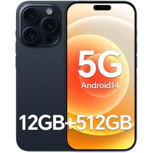 Unlocked Cell Phone H16 ProMax, 12+512GB Smartphone, Android 14 Unlocked Phone, 6800mAh Battery, 48+108MP Camera, Dual SIM, 6.7 HD Screen, Face ID/Fingerprint Lock/Bluetooth/GPS/WiFi/Blue