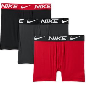 Nike Boys' Dri-FIT Essentials Micro Solid 3-Pack Boxer Briefs (Medium, University Red)