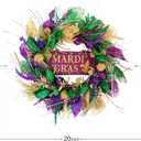 TEMPUS 20 inch Mardi Gras Purple and Green Glitter Wreath for Carnival Front Door and Party Decorations, Mardi Gras Party Home Decor Wreath with Mardi Gras Sign, Indoor and Outdoor Glitter Party Wreat