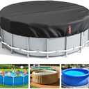 LXKCKJ 8 Ft Round Pool Cover, Solar Covers for Above Ground Pools, Stock Tank Pool Covers Protector with Accessories, Round Hot Tub Cover Ideal for Waterproof and Dustproof (Black)