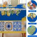 Honellaty Summer Tablecloth Rectangle, Spill-Proof Lemon Table Cloth Wrinkle Free Stain Resistant Table Cover for Dining, Kitchen, Daily Use, 60x84 Inch (Blue)