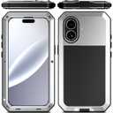 Compatiable with iPhone 17 Case,360 Full Body Protective Cover Heavy Duty Shockproof [Tough Armour] Aluminum Alloy Metal Case with Silicone Built-in Screen Protector - Silver