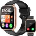 RUIMEN Smart Watches for Men Women (Answer/Make Calls, 2 Bands Included), 1.8" Smartwatch for iOS/Android Phones, Fitness Tracker Heart Rate/Sleep Monitor Digital Watch Waterproof (Black/Copper)