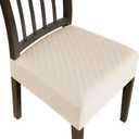 Stretch Seat Covers for Dining Room Chairs Set of 4,Dining Chair Covers, Jacquard Kitchen Chair Covers,Removable Washble Dining Room Chair Seat Cover,Chair Slipcovers Protector (Beige)