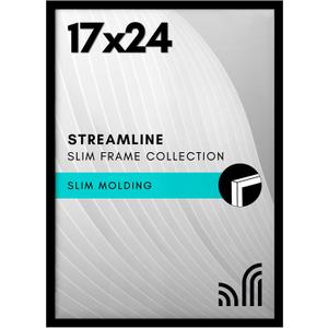 Americanflat 17x24 Picture Frame with Polished Plexiglass - Streamline Collection - Thin Border Picture Frame for Wall Display - Hanging Hardware Included - Black