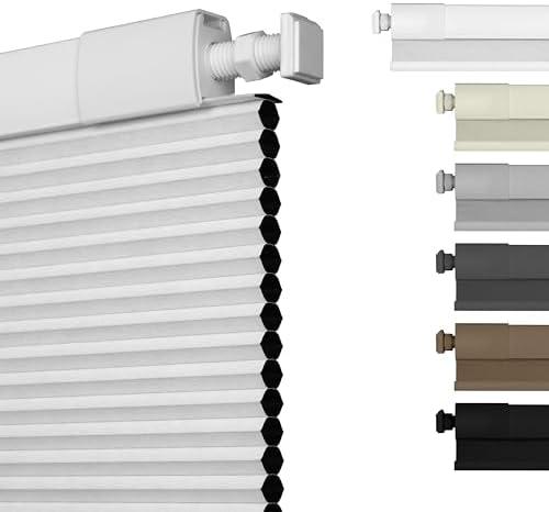 HOTSOON No Drill No Tools Blackout Cellular Shades Cordless Easy Install Honeycomb Blinds Thermal Insulated Noise Reduction Blinds for Indoor Windows,Blackout-White,Customize Size