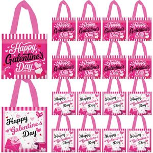 Delaimastor 20Pcs Happy Galentine's Day Gift Bag Non-Woven Tote Bag Reusable Bags With Handles for Ladies Galentine's Day Wedding Party Favors Gift Wrapping