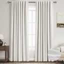Nanspring 100% Blackout Linen Curtains 84 Inch Length 2 Panels Set for Bedroom Cream Ivory Black Out Curtain for Living Room Back Tab Neutral Boho Modern Farmhouse Decor Natural Luxury Drapes 52x84