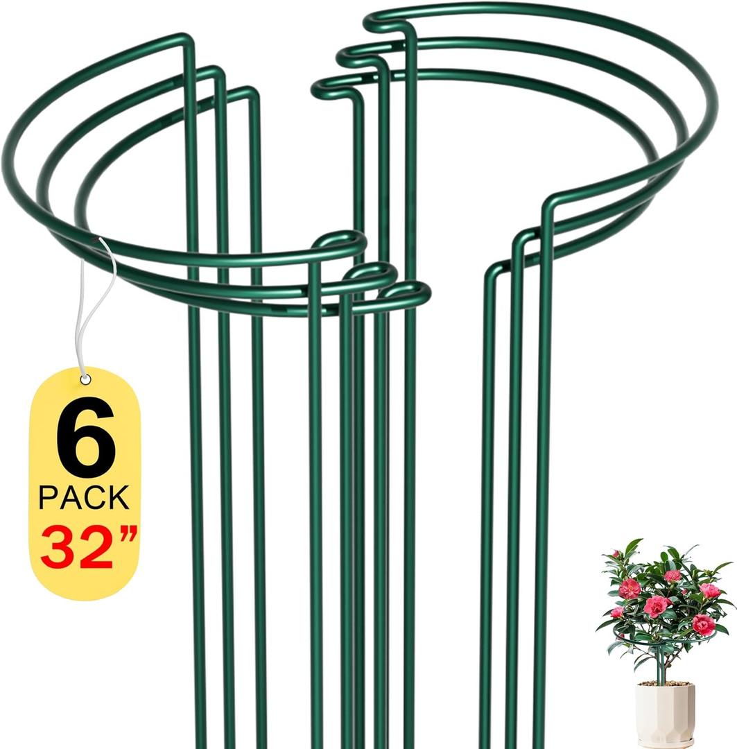 6 Pack Peony Cages and Supports, 14" (W) x 32"(H) Plant Support, Heavy-Duty Metal Plant Support Stakes, Plant Stakes for Outdoor & Indoor Plants, Perfect for Flowers and Vegetable