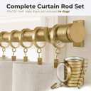 1 Heavy Duty Adjustable Curtain Rod, 6-12ft, Brushed Gold | Large Diameter Luxury Drapery Pole, Fits 72-144in Windows, Full Set Includes 14 Curtain Rings
