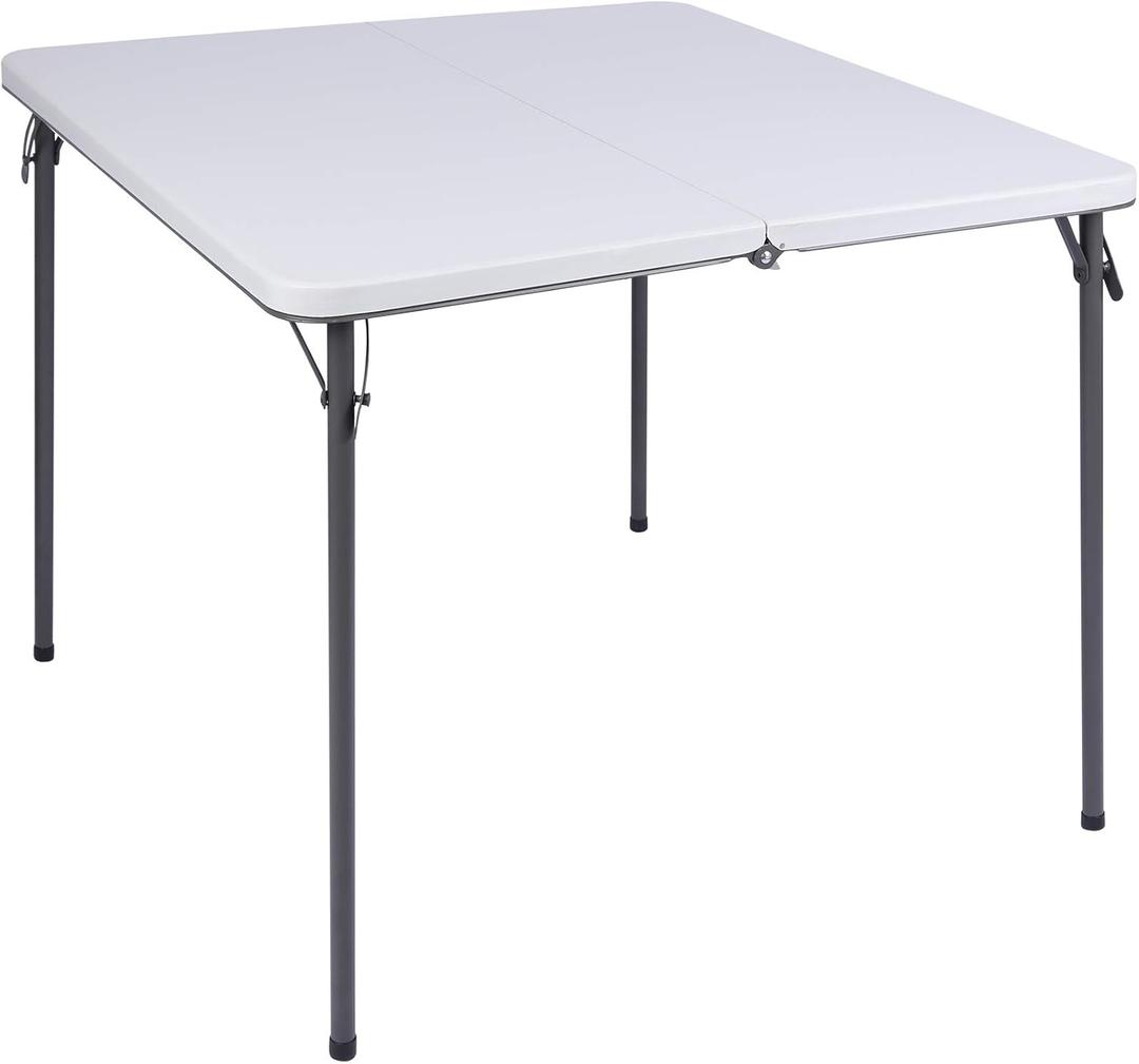REDCAMP 34" Square Folding Card Table with Resin Top, Portable Fold in Half Small Card Tables with Collapsible Legs for Adults Indoor Outdoor Use, White (White 34")