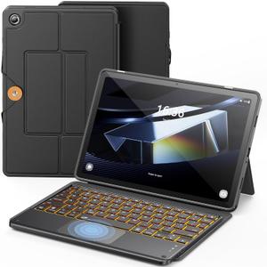 INFILAND Keyboard Case for Samsung Galaxy Tab A9+ 5G with 7-Color Backlight & High Precision Trackpad, Slim and Portable Detachable Folder Style Keyboard Case for Tab A9 Plus 11 inch, Black (01-Black)