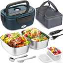 Electric Lunch Box, Heated Lunch Box for Adults with 2 Stainless Steel Container