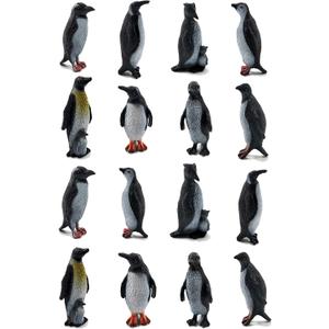 16Pcs Plastic Penguin Figurines, Cute Ocean Animal Penguin Figure Model Toys for Kids Children  Realistic & Detailed