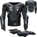 StarknightMT Kids Motorcycle Armor Suit Dirt Bike Gear Riding Protective Chest Spine Back Protector Shoulder Arm Elbow Knee Protector Pads for Cycling Skateboard,Skiing,Skating,Off-Road (Black)