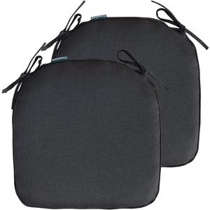 Outdoor Non Slip Chair Pad, Bistro U-Shaped Dining Metal Chairs Seat Cushions with Ties, 14x14 inch, Set of 2, (Black)
