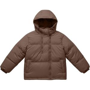 Boys Girls Hooded Warm Puffer Jackets Toddler Coat Light Weight down Jacket Kids Outwear Padded Coat for Winter (8-9 Years, Coffee)