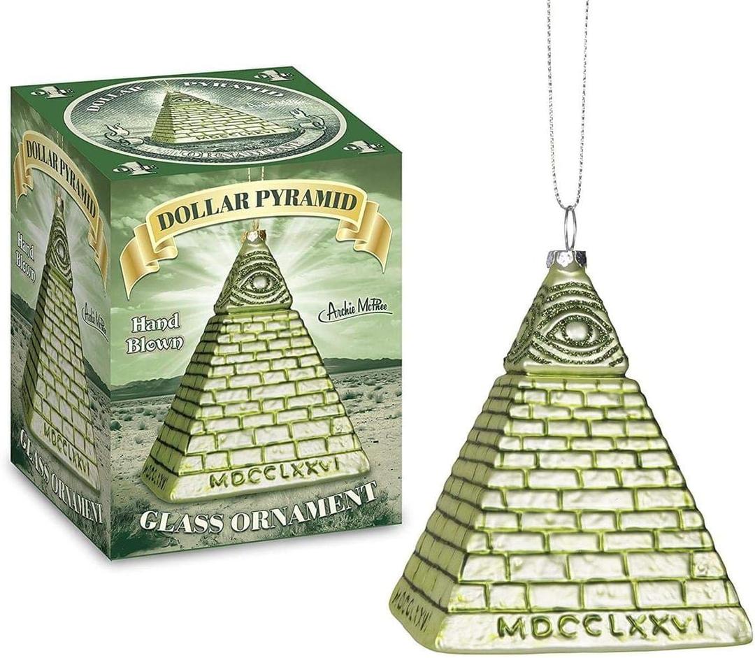 All Seeing Eye Dollar Pyramid Christmas Tree Ornament