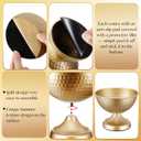 4 Pcs Gold Urn Vases for Centerpieces 6 Inch Hammered Compote Bowl Vases Set for Wedding Vintage Metal Vase Table Decoration with Anti-Slip Mat for Christmas Anniversary Party