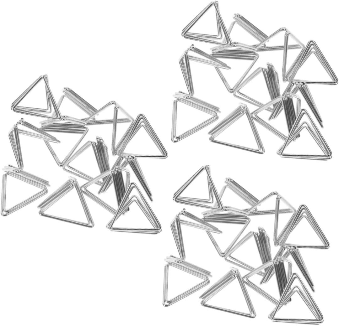 60pcs Sturdy Metal Triangle Memo Clip Holder Place Card Photo Display Clamp Business Card Holders Office Decor (2.4X2CMx3pcs, Silverx3pcs)
