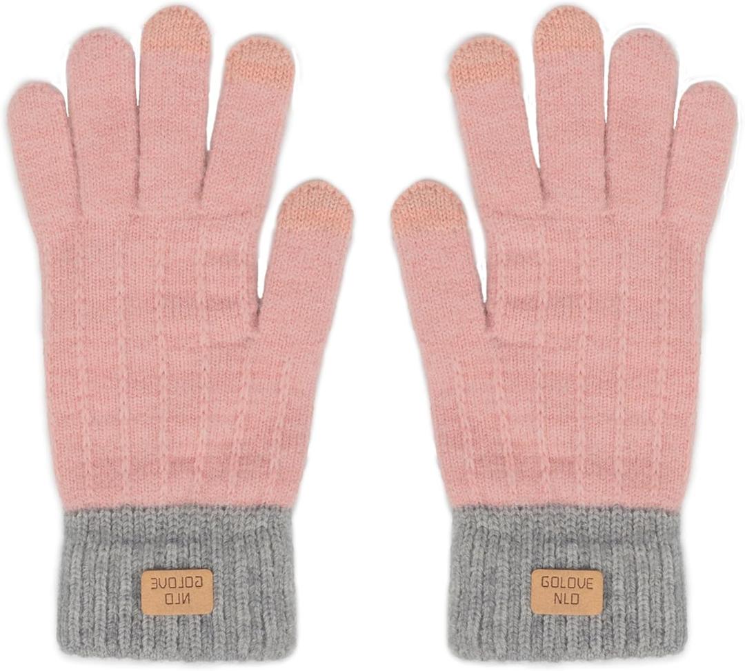 FGSS Women Winter-Knit-Gloves - Warm-Thermal Touchscreen Fingers Gloves Fashion-Mittens for Cold Weather Driving Hiking