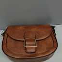 Kasqo Crossbody Bag for Women,Vegan Leather Fashion Small Shoulder Bag Ladies Handbag Saddle Purse with Adjustable Strap Brown