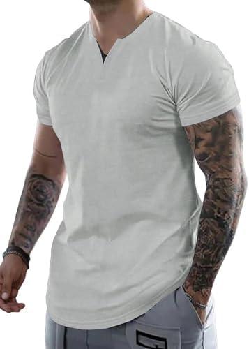 Dokotoo Men Mens Henley Shirts Short Sleeve Summer Casual V Neck Cotton Tee Shirts, Size 3 XL