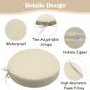 SK Studio Round Outdoor Chair Cushions for Patio Furniture, Set of 2 Waterproof Patio Chair Cushion with Adjustable Ties for Garden Sofa Couch, Beige, 16"x16"x2"
