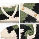 ECOWISH Women's Cropped Cardigan Sweaters 2025 Fall Striped Color Block Long Sleeve Button Up Knit Sweater Y2k Coats (Large, Army Green)