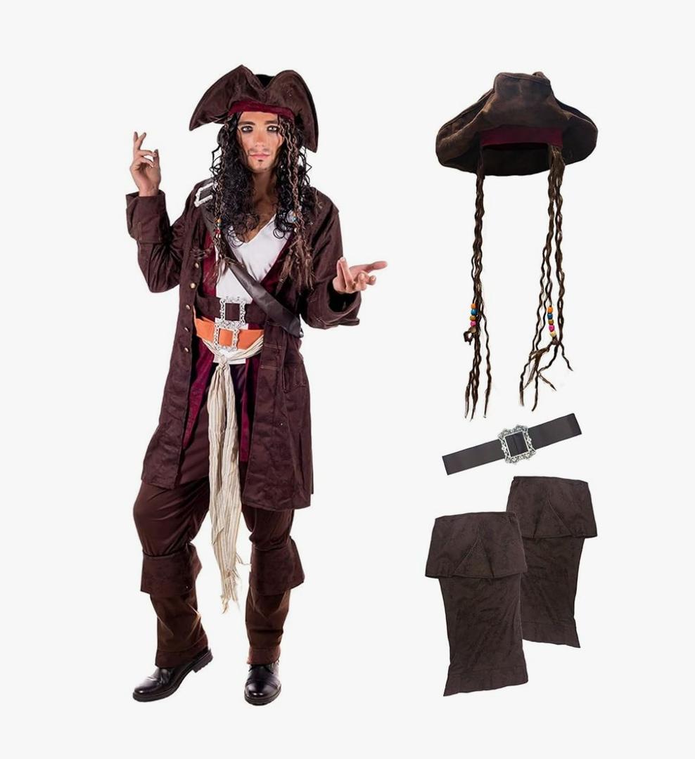 fun shack Pirate Costume Men, Mens Pirate Costume, Halloween Costumes for Men, Halloween Costumes Adult, Size: L
