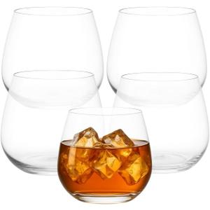 40 Pack Luxe Rocks Unbreakable Stemless Plastic Wine Champagne Whiskey Mocktails Cocktails Glasses Elegant Durable Disposable Indoor Outdoor Ideal for Home, Office, Bars, Wedding, 12 Ounce