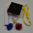 32PCS Graduation Cake Decorations Kit for Class of 2025 Felt Tassel Cap, Firework Cupcake Toppers, Diploma, Balls, Black Theme Graduation Party Supplies for Grads (Black)