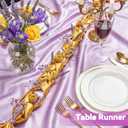Princess Theme Table Runner Braided Tablerunner Purple and Gold Satin Decor 79 Inch Table Decorations for Wedding Birthday Party Baby Shower Anniversary Party Supplies