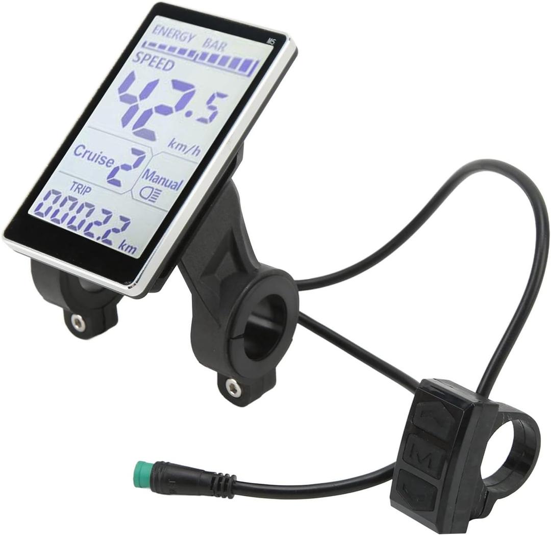 Generic Electric LCD Display, 5 Pin Interface 24V 36V 48V 60V Universal Electric Scooter, Cycling Power Meter Display, M5 LCD Panel Screen for 31.8 22.2mm Electric Bikes,