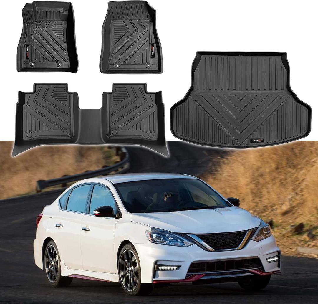 Custom for 2014-2019 Nissan Sentra Floor Mats and Cargo Trunk Liner Set All-Weather TPE Rubber Protection Mat Black (for 2014-2019 Nissan Sentra)