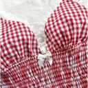 WDIRARA Women's Gingham Cami Crop Tops Plaid Contrast Lace V Neck Camisole Tops (S)