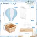 Meooeck 8 Sets Hot Air Balloons Baby Shower Table Decorations Centerpieces 11.8'' Paper Lanterns with Baskets Sticks for Gender Reveal Birthday Wedding Graduation Party (Blue)