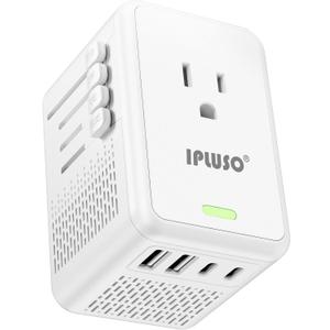 800W Power Converter Adapter Combo, Specially for Hair Dryers, 220v to 110v Voltage Converter with AC Sockets, 2 USB C & 2 USB A Ports, Compact Voltage Converter US to Europe(White)