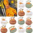 WILLBOND 12 Pcs Thanksgiving Pumpkin Napkin Rings Pumpkin Maple Leaf Napkin Rings for Thanksgiving Halloween Table Decorations, Fall Banquet, Holiday Dinner Party