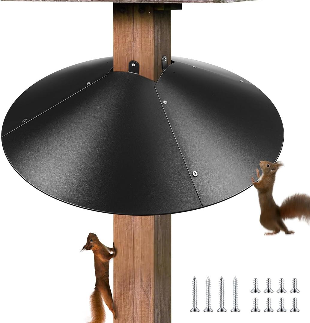 Qualirey 1 Pack 21.5 Inch Metal Squirrel Proof Baffle for 4 x 4 Posts Wrap Around Guard for Bird Feeder Pole to Deter Squirrels (Black)