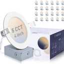 24 Pack 4 Inch LED Recessed Lighting, 5CCT Canless Wafer, White