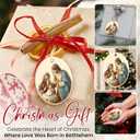 2 x Nativity Ornaments for Christmas Tree - Jesus Christmas Ornaments - Ceramic Ornament Nativity Scene - Holy Family Christian - Decorations Religious Gifts (Nativity)