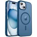 zapica Magnetic for iPhone 15 Case & iPhone 14 Case, [Compatible with MagSafe] [Military Grade Drop Protection] Translucent Matte Shockproof Anti-Scratch Phone Cover, Dark Blue
