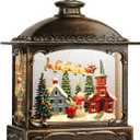 Christmas Snow Globe Lantern Christmas Decorations Gifts Snowman Santa Claus Church Village Scene Musical Glitter Snowfall USB/Battery Timer 12 inch