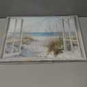 Hardy Gallery beach wall art window picture: coastal canvas artwork seascape scene prints looking out fake window wall decor for bathroom 12"x16"