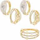 Hotop 4 Pcs Corsage Wrist Bracelet Bands Bride Pearl Rhinestone Bracelet Elastic Wrist Corsage DIY Wedding Wristband Faux Pearl Adjustable Wristband Accessory for Bridal Party Prom (Gold)