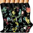 Compression Socks for Women & Men Circulation (6 Pairs) 15-20 mmHg is Best Support for Athletic Running,Nurse L-XL